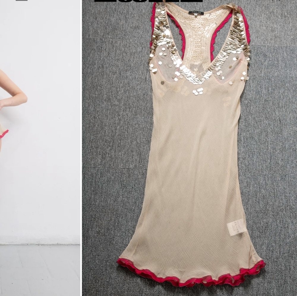 Patrizia Pepe Beige and Red Silk Dress